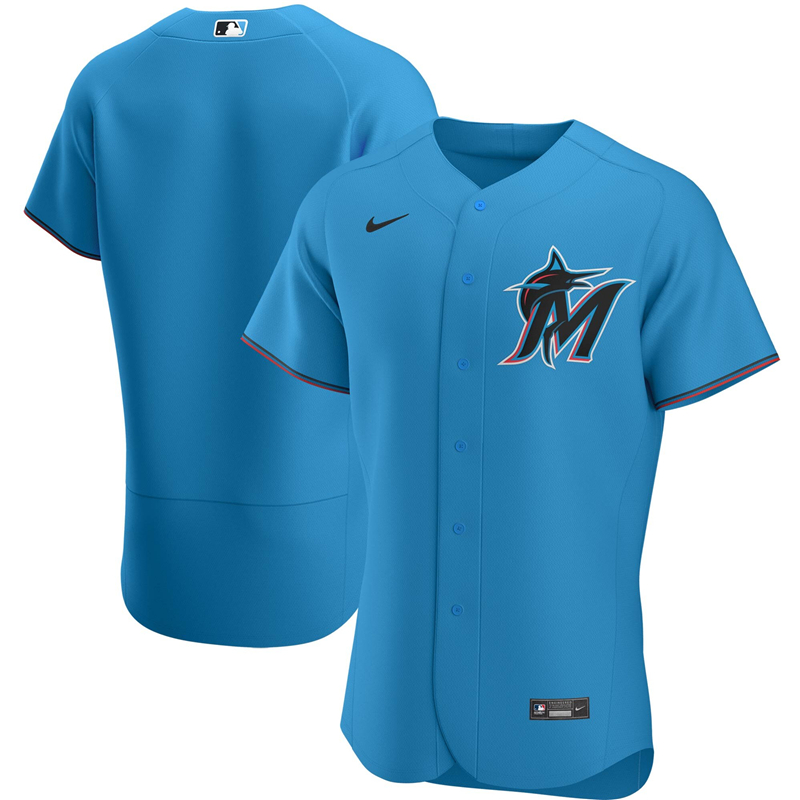 2020 MLB Men Miami Marlins Nike Blue Alternate 2020 Authentic Team Jersey 1